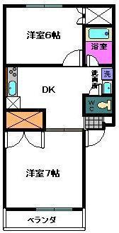 グランハイツ雅(2DK/2階)の間取り写真