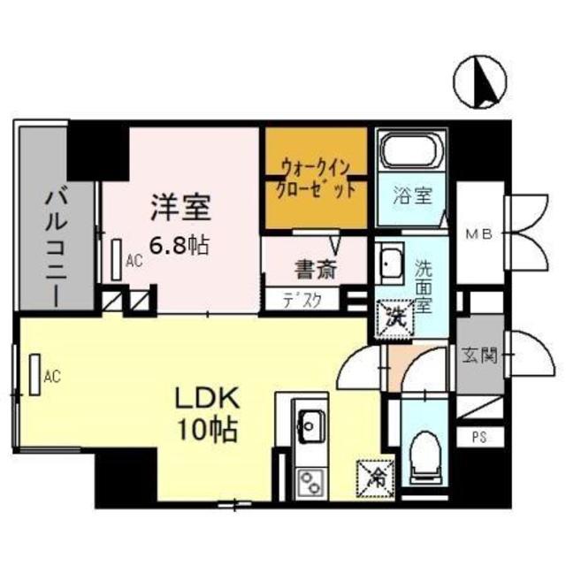 アビエール松屋町(1LDK/8階)の間取り写真