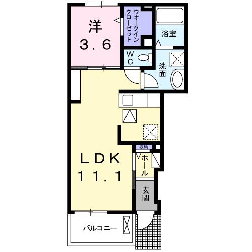 モデラート(1LDK/1階)の間取り写真