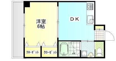 クレセール相生(1DK/3階)の間取り写真