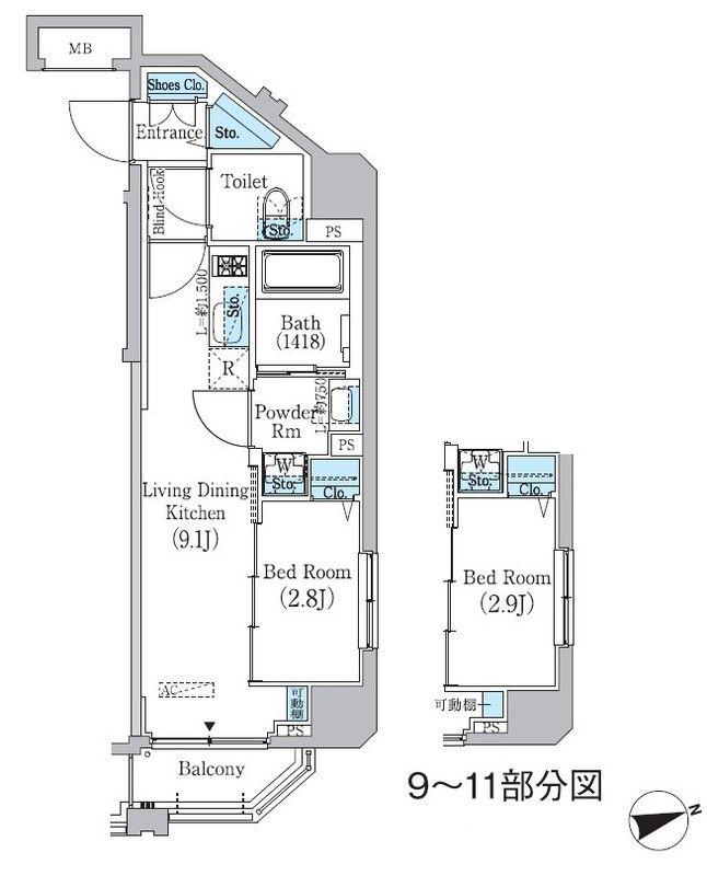 プライムブリス東中野駅前(1LDK/10階)の間取り写真