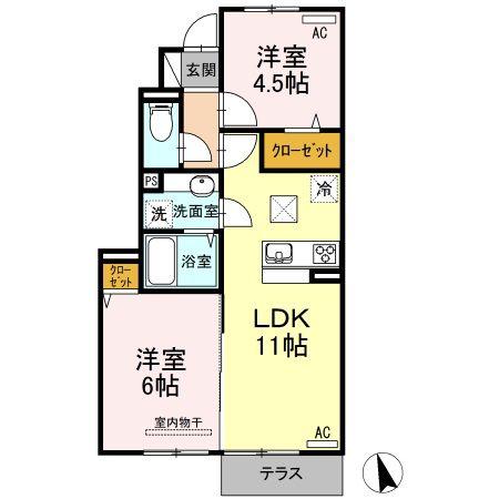 サンハートピアB・C棟 C棟(2LDK/1階)の間取り写真