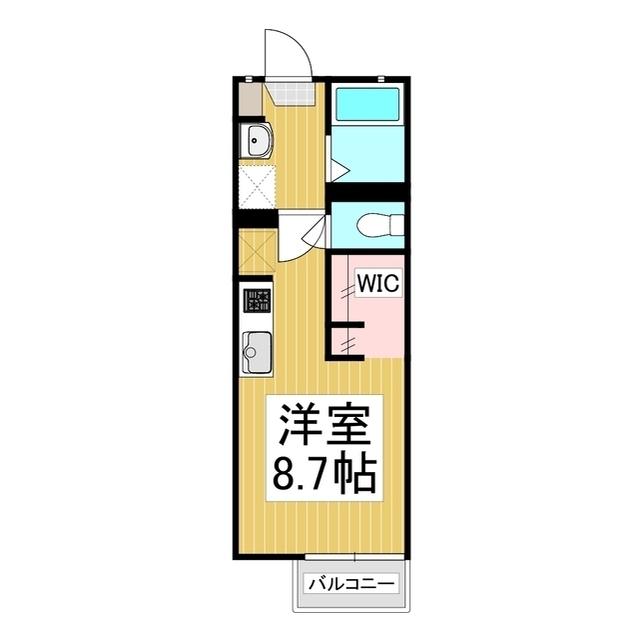 エバーグリーン裾花(ワンルーム/1階)の間取り写真