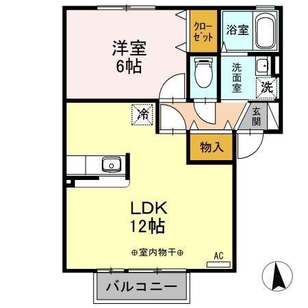 プラザハイツA(1LDK/2階)の間取り写真