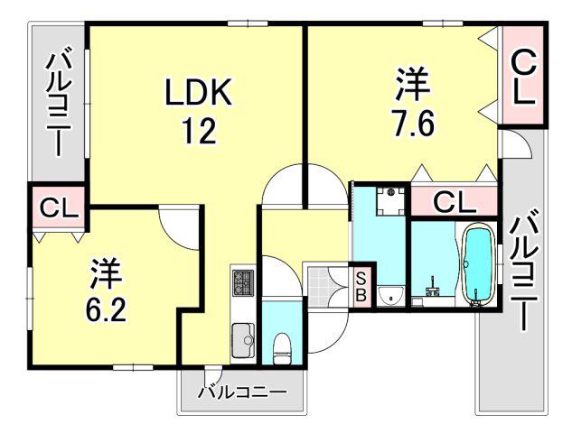 リフュージュ本山(2LDK/3階)の間取り写真