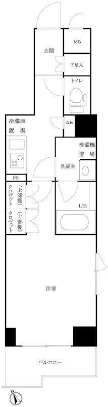 ルーブル白金高輪参番館(1K/2階)の間取り写真