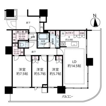 HARUMI FLAG SUN VILLAGE T棟(3LDK/28階)の間取り写真