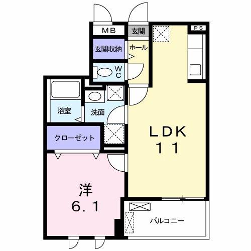 カーサ リリオ(1LDK/3階)の間取り写真