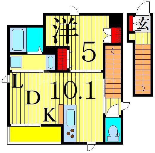 ラ・フレーズ(1LDK/2階)の間取り写真