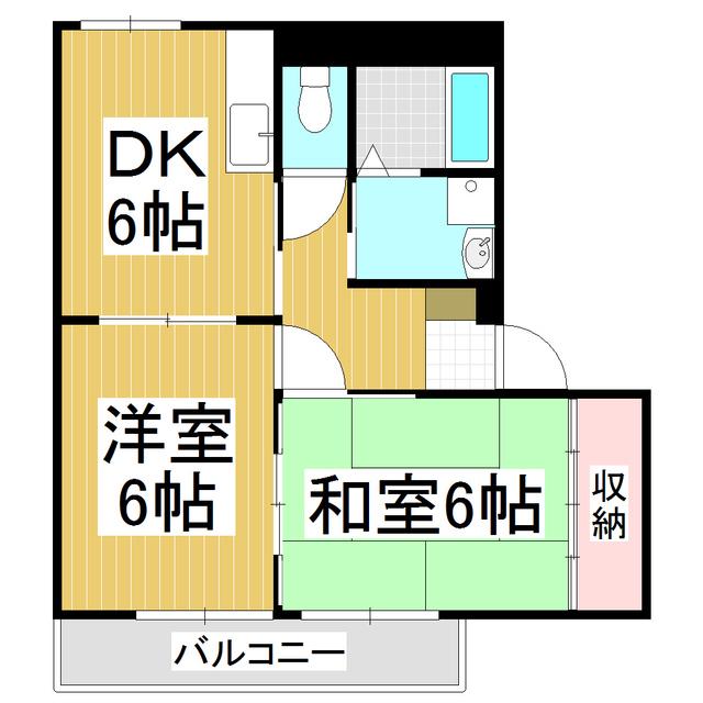 サンライズハラタA棟(2DK/1階)の間取り写真