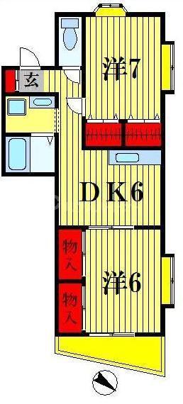 クレスト松戸(2DK/3階)の間取り写真