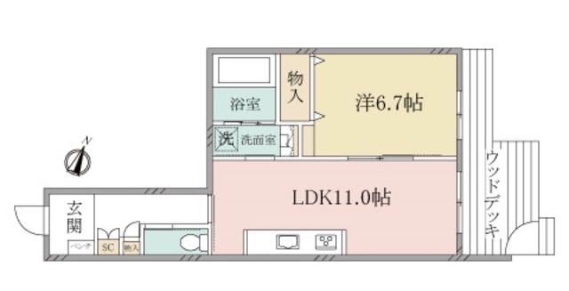 ヘーベルヴィレッジ浦和美園BELLE FLORAISO(1LDK/1階)の間取り写真