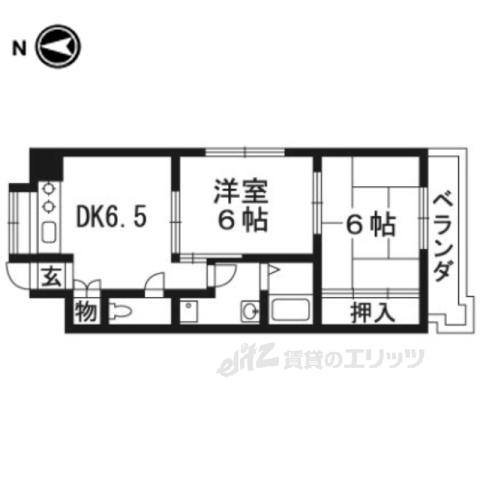 ヴィラ御堂殿(2DK/3階)の間取り写真