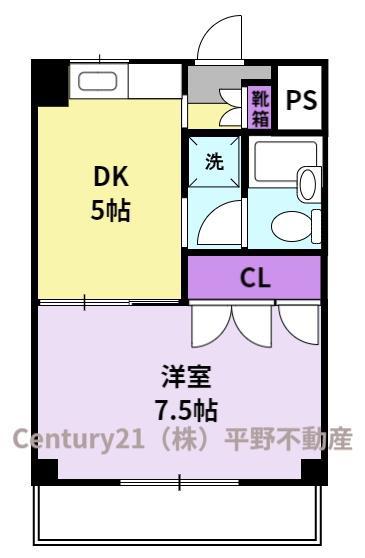 レスピラール2(1DK/5階)の間取り写真