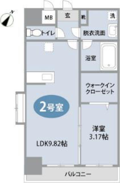 SHINE博多東(1LDK/7階)の間取り写真