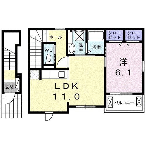 グローリア(1LDK/2階)の間取り写真