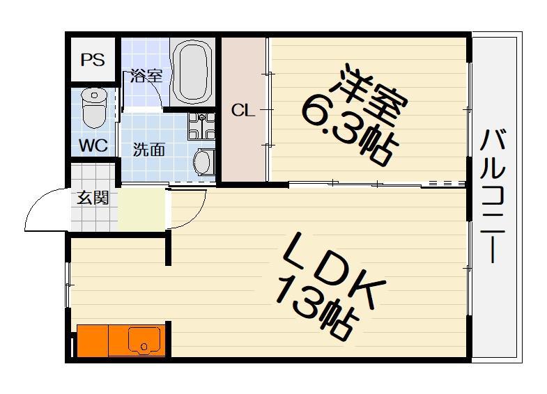 高師浜シーサイドマンションIII(1LDK/2階)の間取り写真