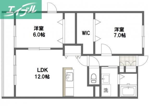 ラフレシール(2LDK/2階)の間取り写真