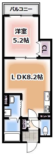クリエオーレ北条(1LDK/1階)の間取り写真