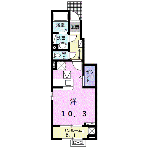 イーストビースティ II(ワンルーム/1階)の間取り写真