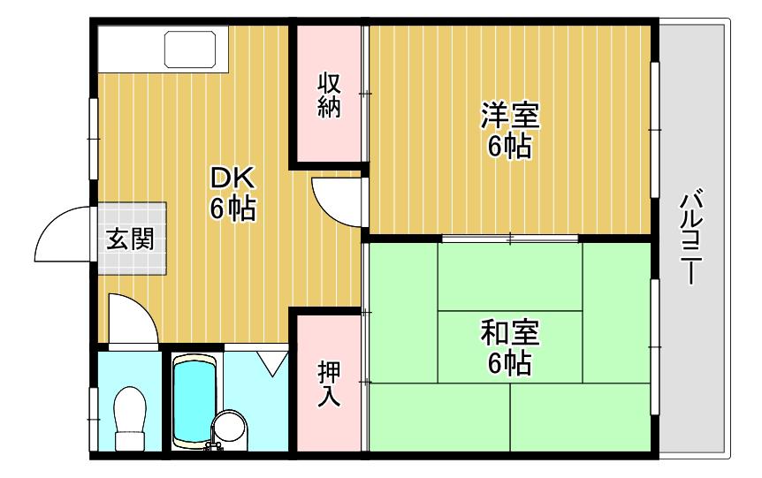 寝屋川スカイハイツ(2DK/3階)の間取り写真