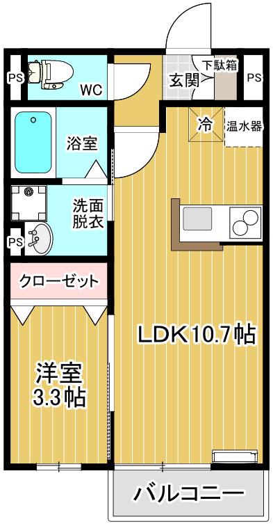 ガーデンフィル花畑A(1LDK/2階)の間取り写真