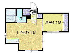 J-ECOA南郷17丁目(1LDK/1階)の間取り写真
