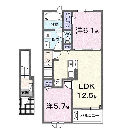 カフア テラス(2LDK/2階)の間取り写真