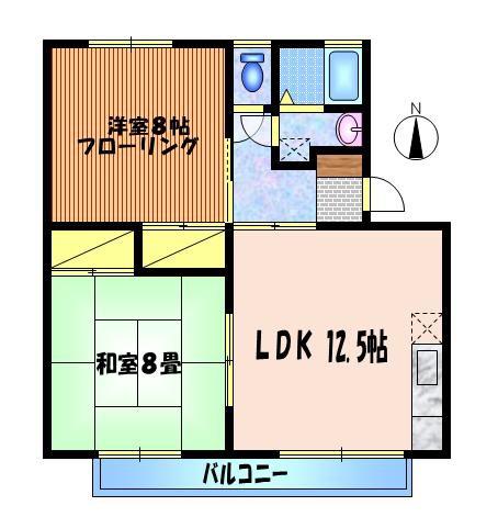 セジュールよろこびB棟(2LDK/2階)の間取り写真