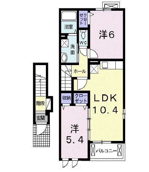 セントラル・アヴェニューA(2LDK/2階)の間取り写真