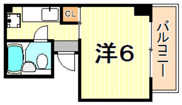 山手ダイヤハイツB(1K/6階)の間取り写真
