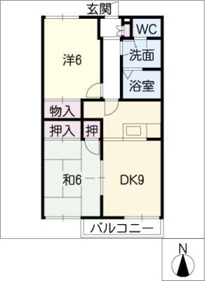SUNNY FLAT(2DK/1階)の間取り写真