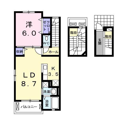 ルーチェ ソラーレ(1LDK/3階)の間取り写真