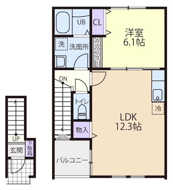LA FRASE大津(1LDK/2階)の間取り写真