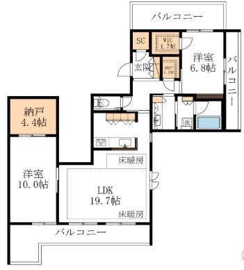 ルマセラ(2SLDK/4階)の間取り写真