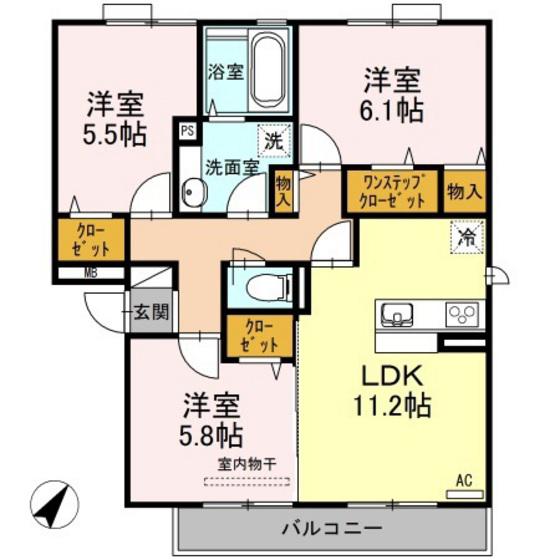 ハイアーク A(3LDK/3階)の間取り写真