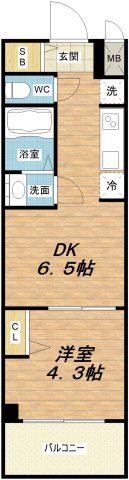 プレサンスOSAKA東成中本ハーヴィル(1DK/5階)の間取り写真