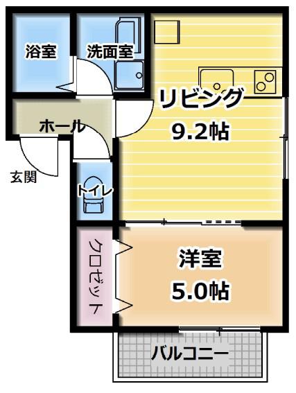 エターナルシージェームス山(1LDK/1階)の間取り写真