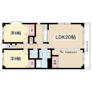 ビラ三秀山中(2LDK/4階)の間取り写真