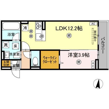D-RESIDENCE南蔵王町1丁目E(1LDK/1階)の間取り写真
