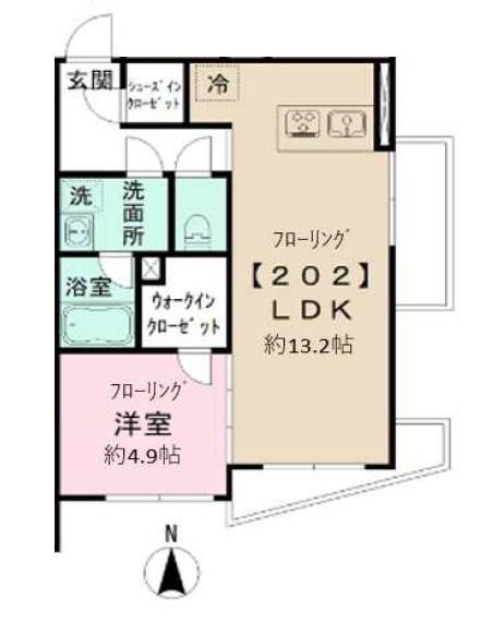 ピエンツァ中野新橋(1LDK/2階)の間取り写真