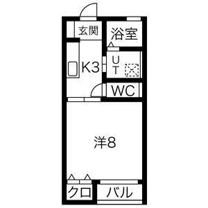 エクセランI棟(1K/2階)の間取り写真