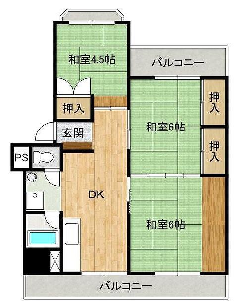 倉本コーポ5(3DK/2階)の間取り写真