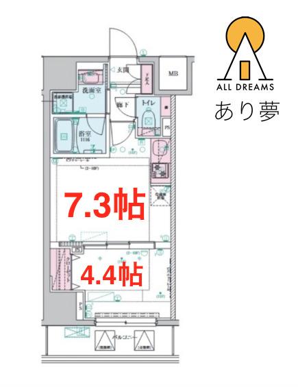 リヴシティ横濱関内弐番館(1DK/4階)の間取り写真
