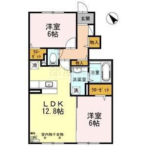 サニーフラット B(2LDK/1階)の間取り写真