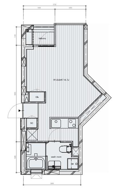 ウエスト APARTMENT(ワンルーム/2階)の間取り写真