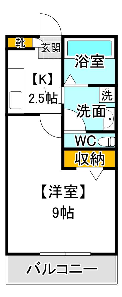ブリーズ西古松(1K/1階)の間取り写真