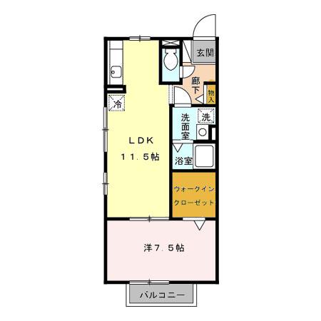 シルフィード(1LDK/2階)の間取り写真