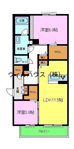 シャーメゾンセレノA(2LDK/1階)の間取り写真