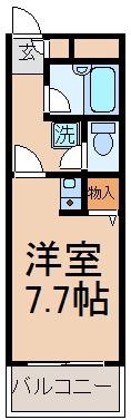 すばるハイツ(ワンルーム/2階)の間取り写真